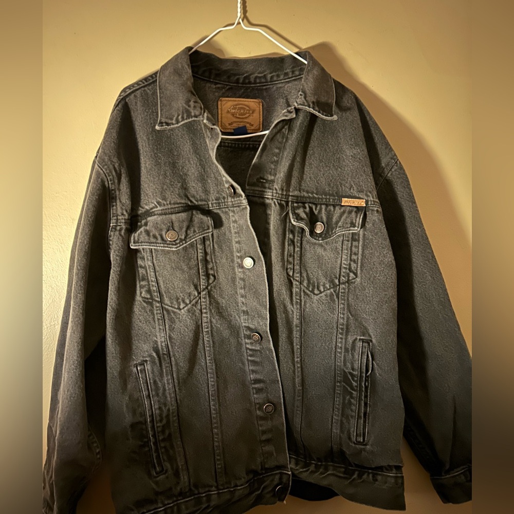 dickies men’s black / gray denim coat jacket